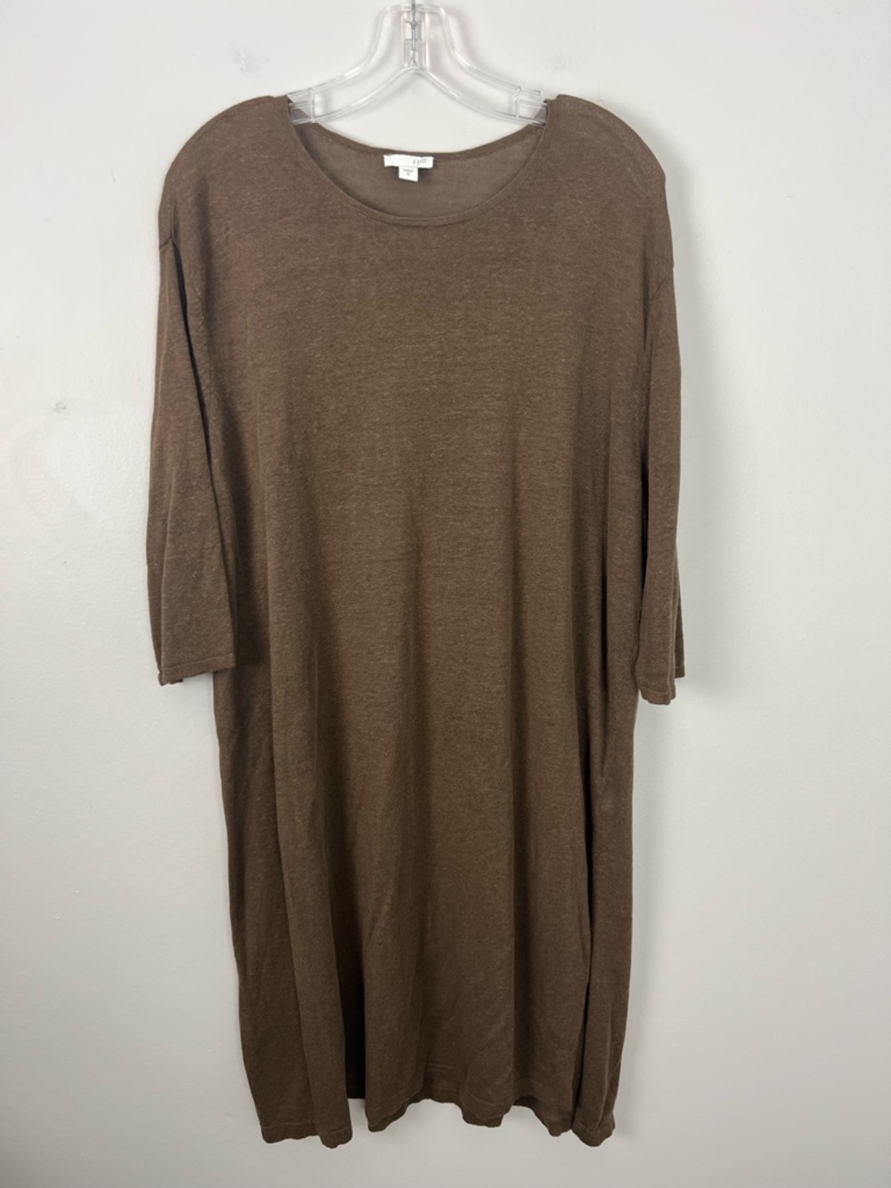 J. Jill Brown Linen Blend Knit Tunic Top